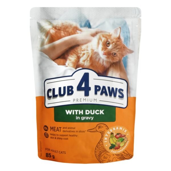 Club 4 Paws Wet Food with Duck in Gravy for Adult Cats, 85 g