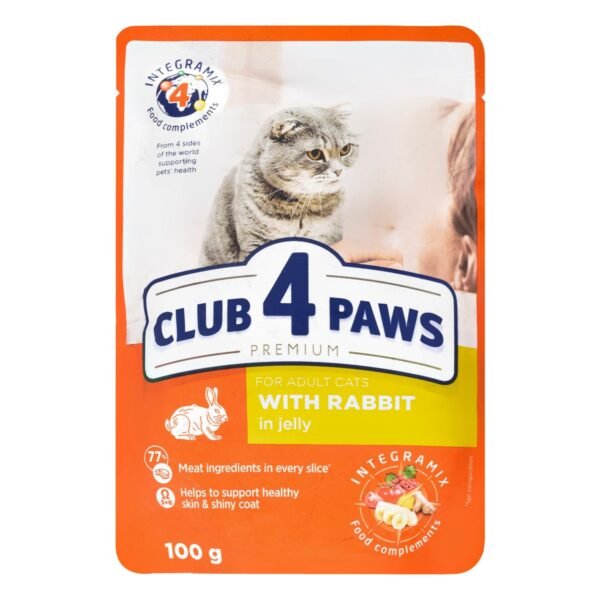 Club 4 Paws Wet Food with Rabbit in Jelly for Adult Cats, 100 g