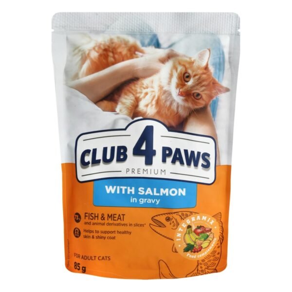 Club 4 Paws Wet Food with Salmon in Gravy for Adult Cats, 85 g