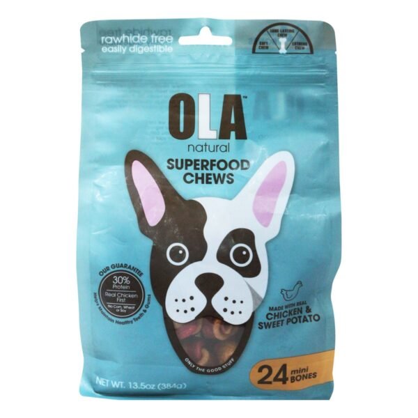 Ola Superfood Mini Bone Dog Treats with Chicken & Sweet Potato (24 Pieces), 384 g