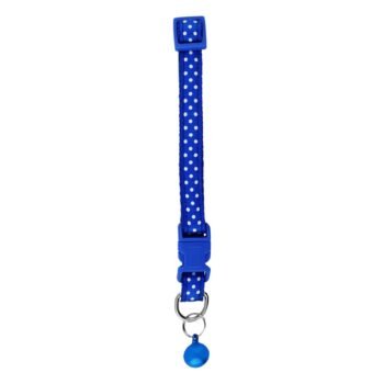Petbroo Blue Polka Dot Print Cat Collar with Bell (12x1cm)