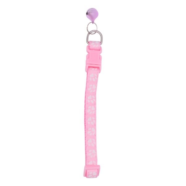Saas Light Pink Paw Print Pet Collar with Bell