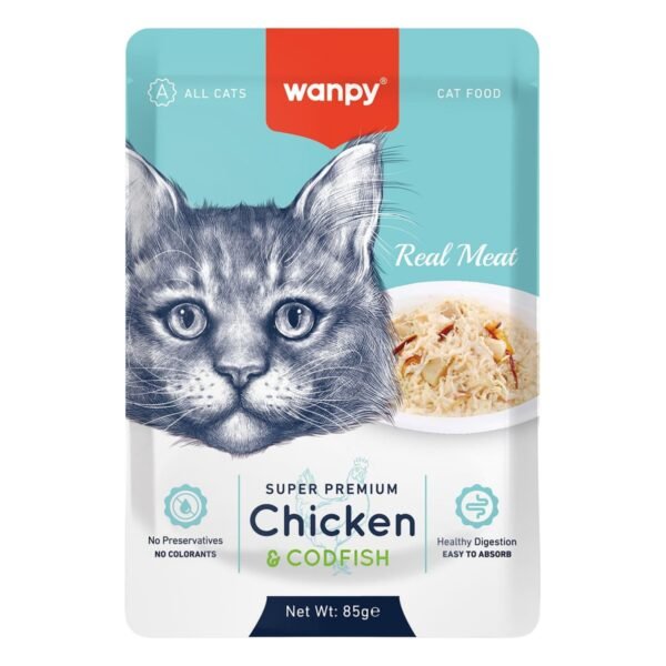 Wanpy Super Premium Wet Cat Food with Chicken & Codfish, 85 g