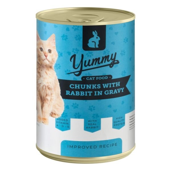 Yummy Wet Cat Food Chunks with Rabbit in Gravy, 400 g