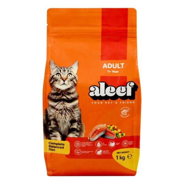 Aleef Complete Balanced Diet Dry Food with Salmon for Adult Cats, 1 kg