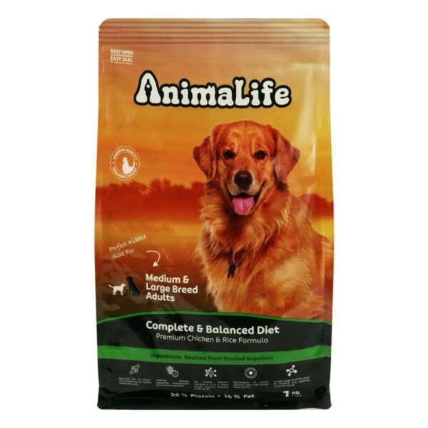 AnimaLife Dry Food with Chicken & Rice for Medium & Large Breed Adult Dogs