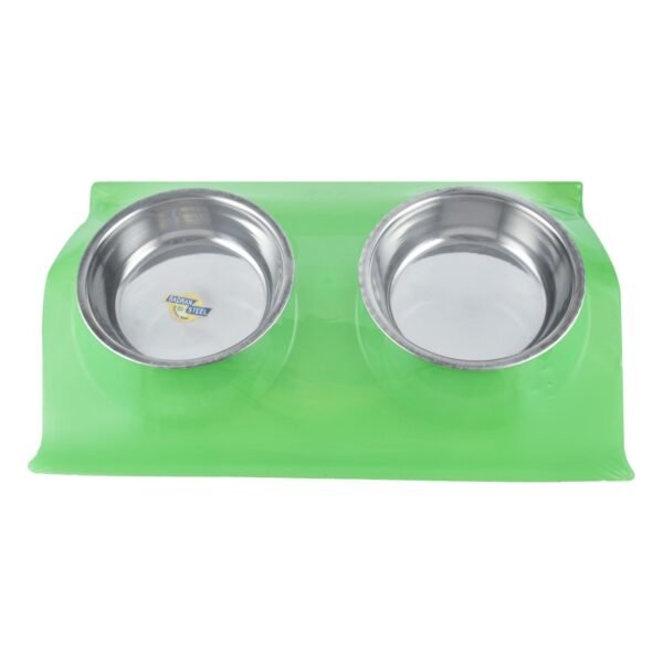 Badran Green Dual Stainless Steel Pet Bowl (5x39x25cm)