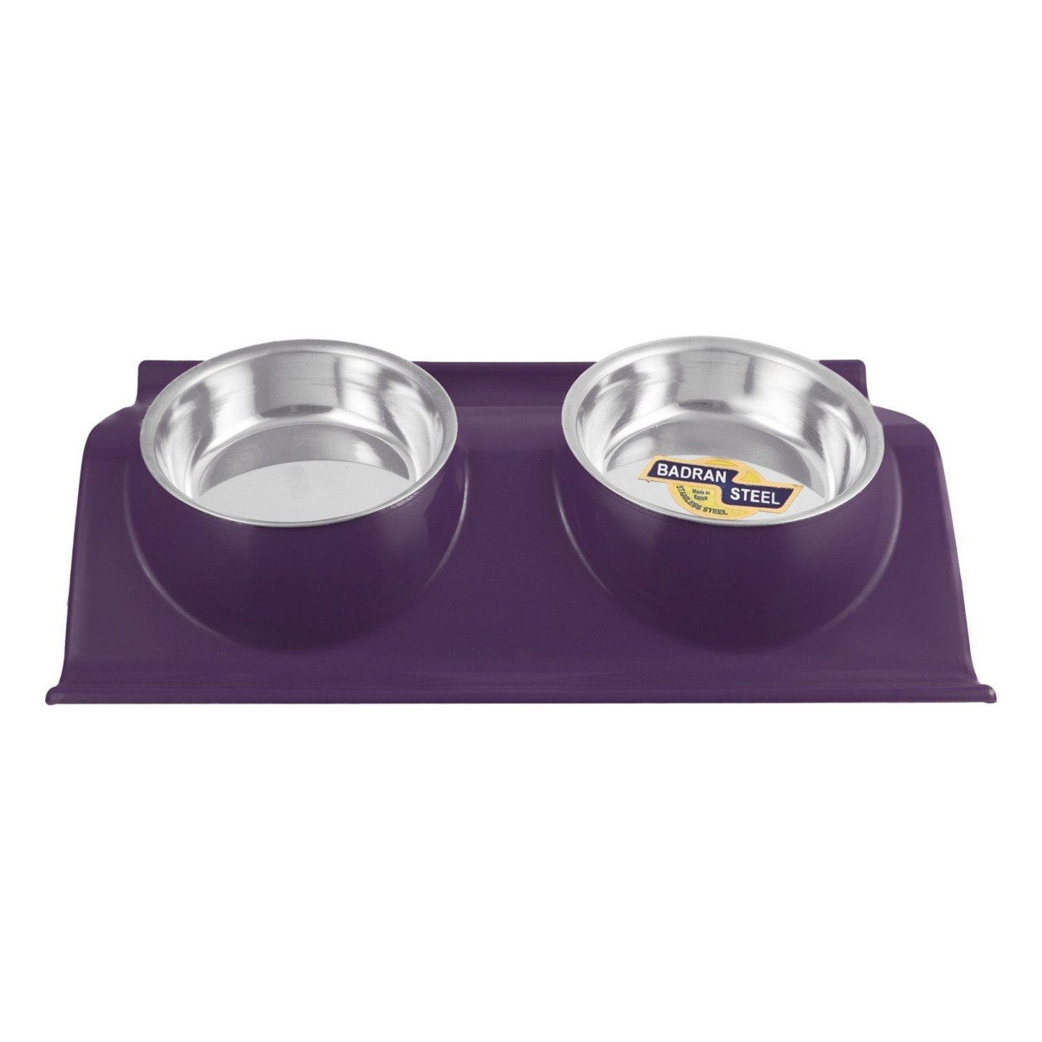 Badran Purple Stainless Steel Dual Pet Bowl