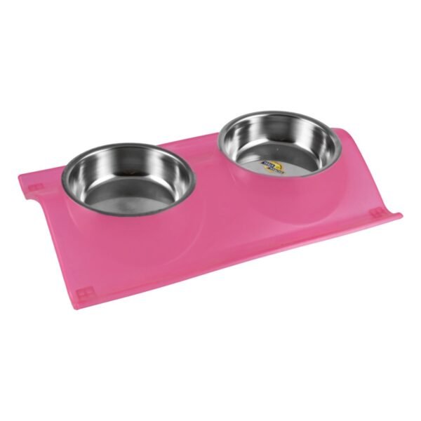 Badran Steel Pink 2x200ml Stainless Steel Dual Pet Bowl