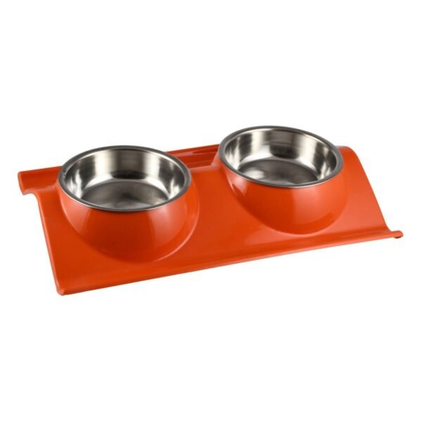 Badran Steel Red 2x200ml Stainless Steel Dual Pet Bowl