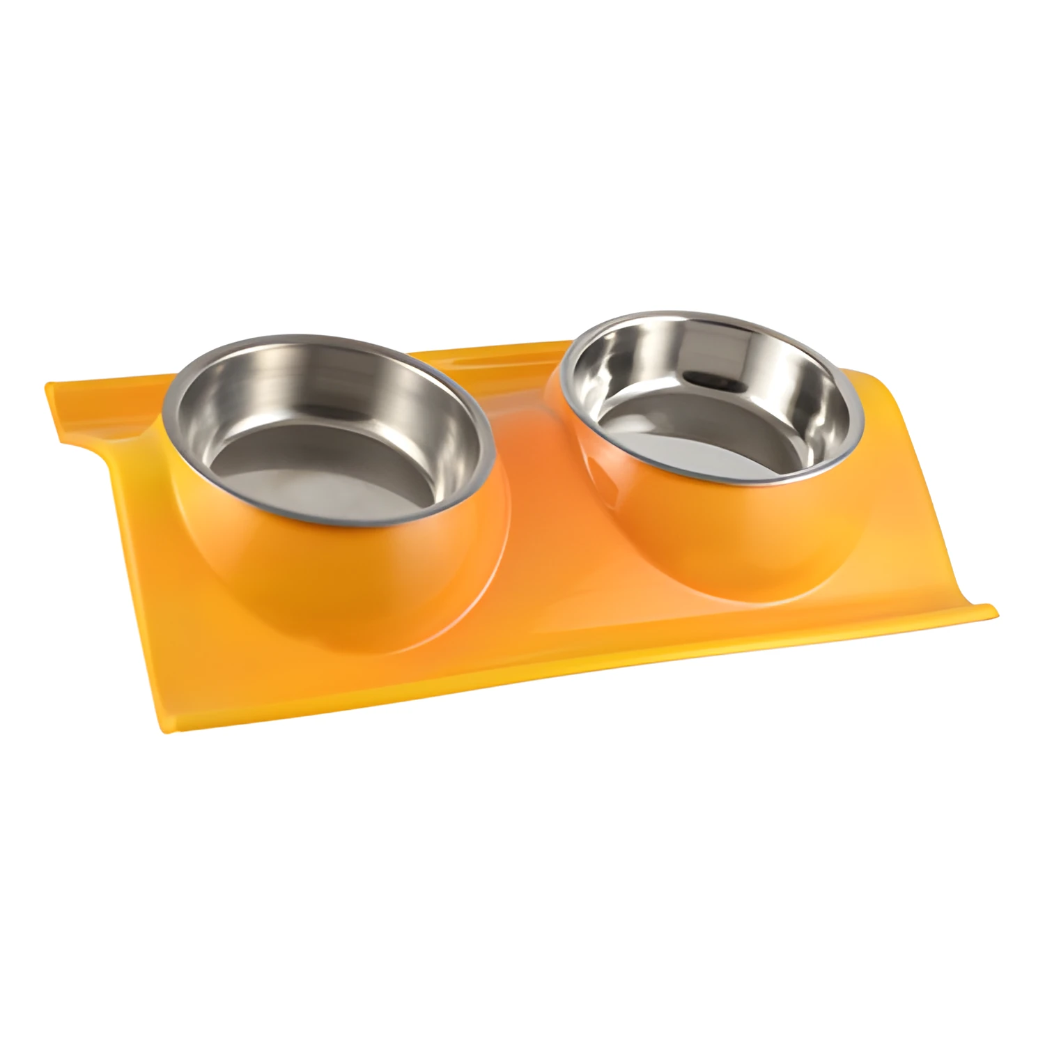 Badran Steel Yellow 2x200ml Stainless Steel Dual Pet Bowl