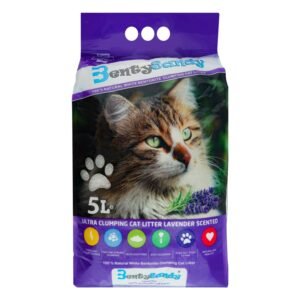 Benty Sandy White Bentonite Ultra Clumping Cat Litter Lavender Scent, 5 L