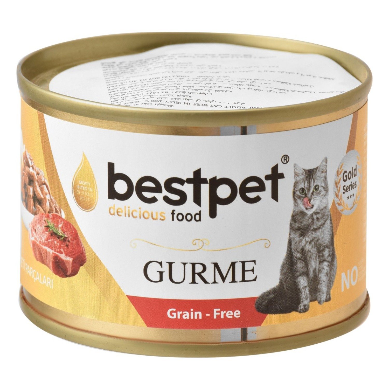 Bestpet Gurme Wet Food Chunks with Beef in Jelly for Adult Cats, 100 g