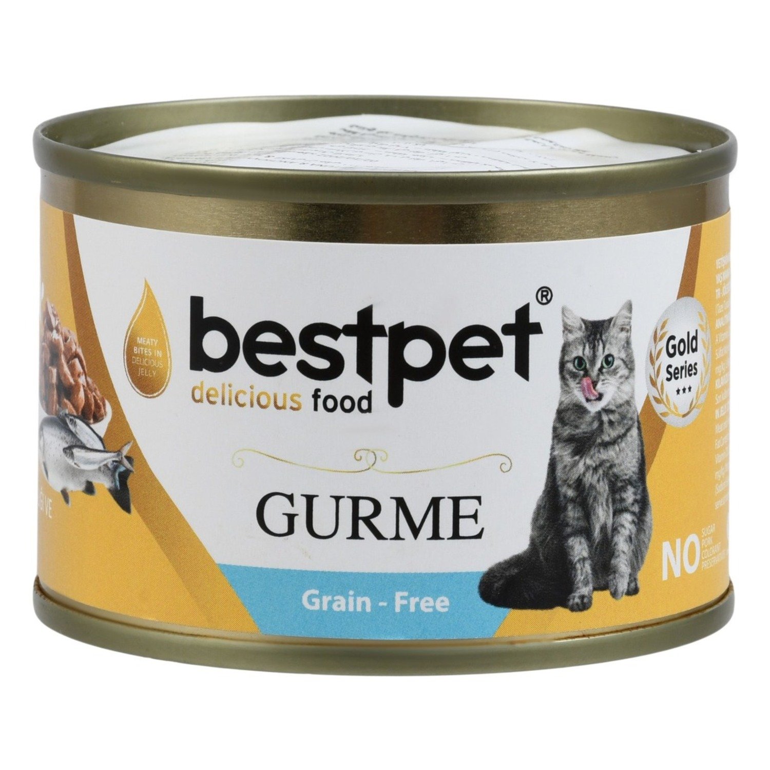 Bestpet Gurme Wet Food Chunks with Tuna & Anchovy in Jelly for Adult Cats, 100 g