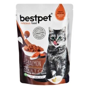 Bestpet Wet Food Bites with Salmon in Jelly for Adult Cats, 85 g