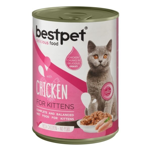Bestpet Wet Food Chunks with Chicken in Gravy for Kittens, 400 g