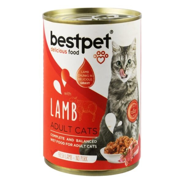 Bestpet Wet Food Chunks with Lamb in Gravy for Adult Cats, 400 g