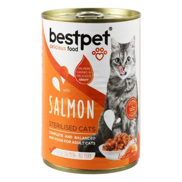 Bestpet Wet Food Chunks with Salmon in Gravy for Sterilized Cat, 400 g