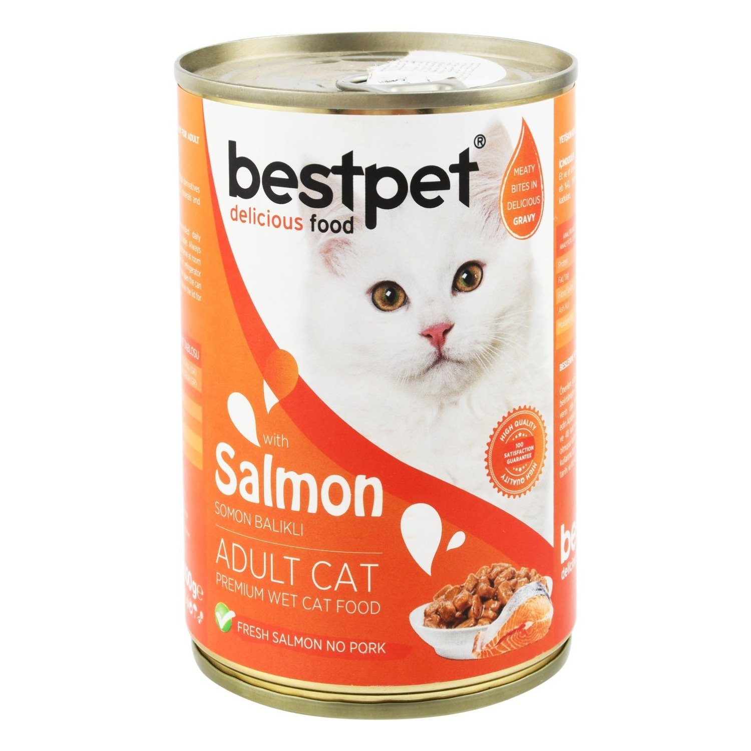 Bestpet Wet Food with Salmon in Gravy for Adult Cats, 400 g