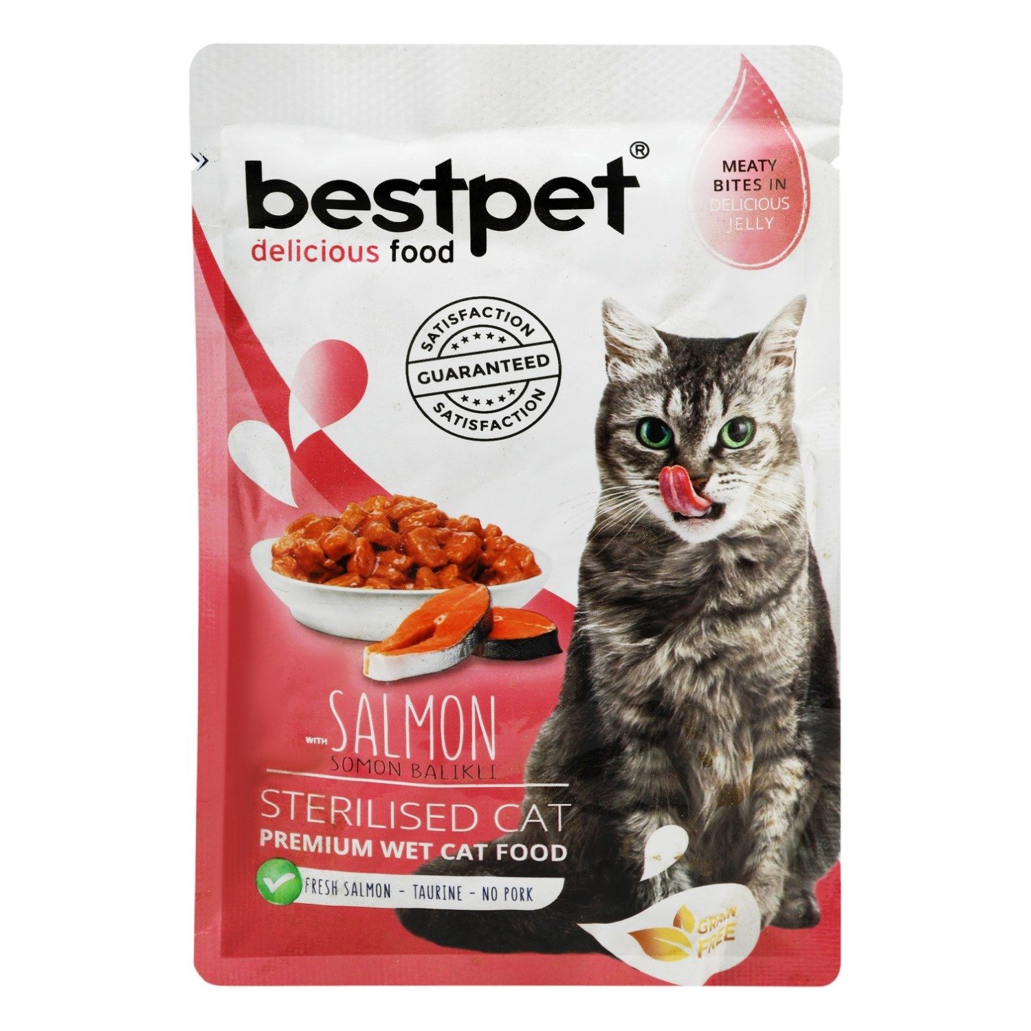 Bestpet Wet Food with Salmon in Jelly for Sterilized Adult Cats, 85 g