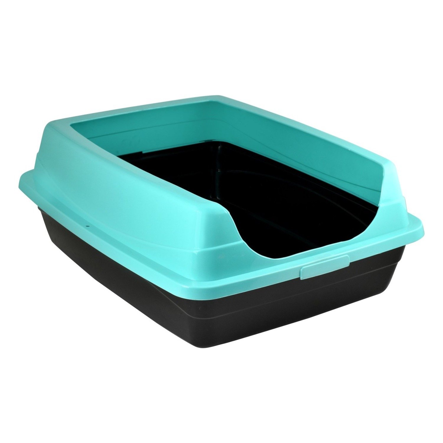 Black & Turquoise Cat Litter Tray with Rim