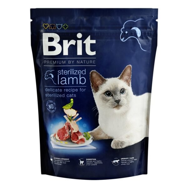 Brit Premium By Nature Hypoallergenic Dry Food with Lamb for Adult Sterilized Cats, 300 g