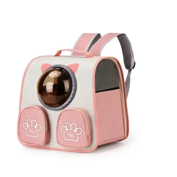 Cat Carrier Backpack Space Capsule Bubble Window Pet Travel Backpack with Paw Pockets Pink