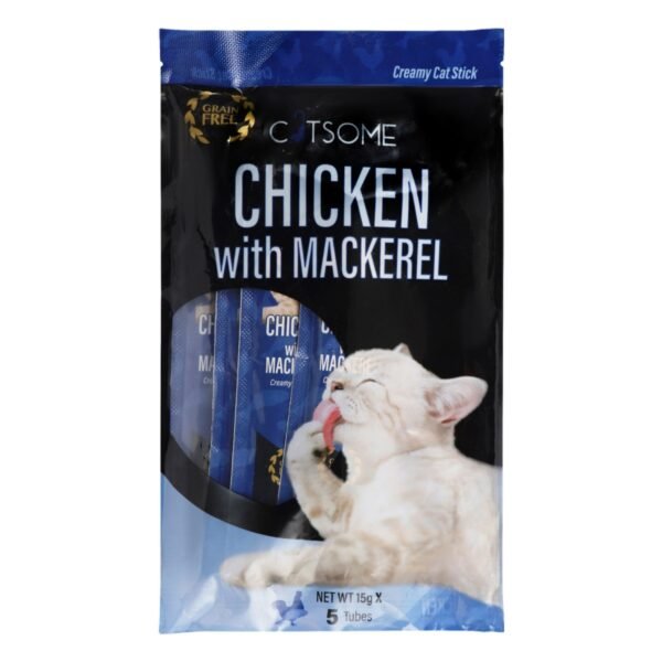 Catsome Creamy Stick Cat Treats with Chicken & Mackerel, 5 x 15 g