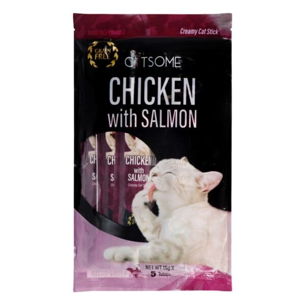 Catsome Creamy Stick Cat Treats with Chicken & Salmon, 5 x 15 g