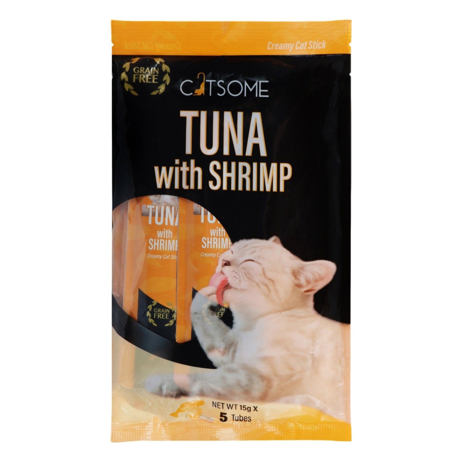 Catsome Creamy Stick Cat Treats with Tuna & Shrimp, 5 x 15 g