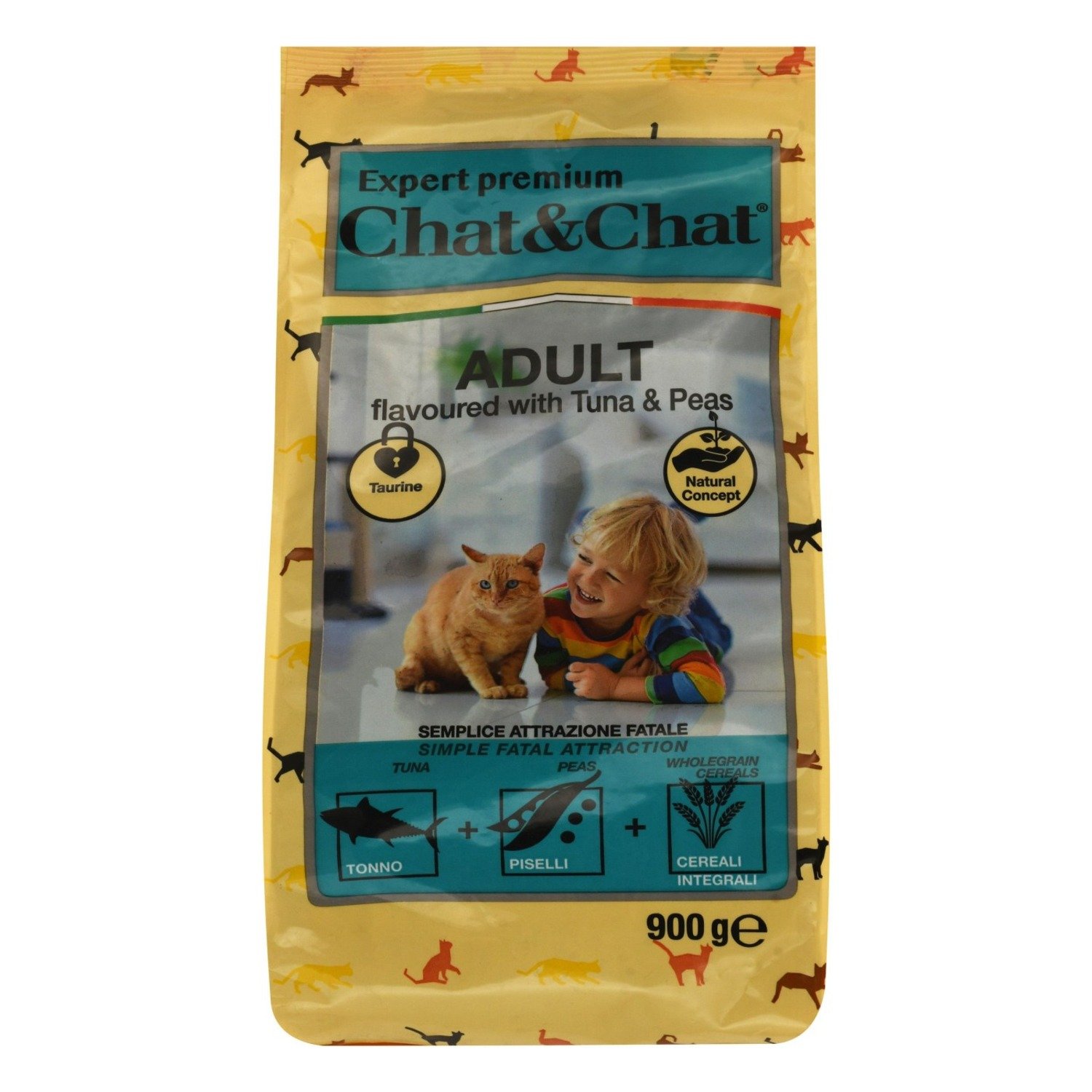 Chat&Chat Dry Food for Adult Cats Tuna & Peas Flavor, 900 g