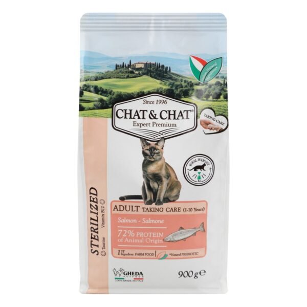 Chat&Chat Dry Food with Salmon for Sterilized Cats, 900 g