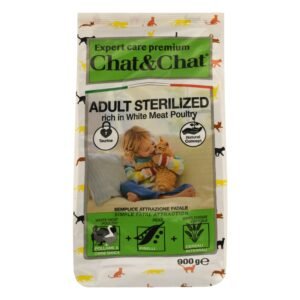 Chat&Chat Dry Food with White Poultry, Peas & Cereals for Sterilized Adult Cats, 900 g