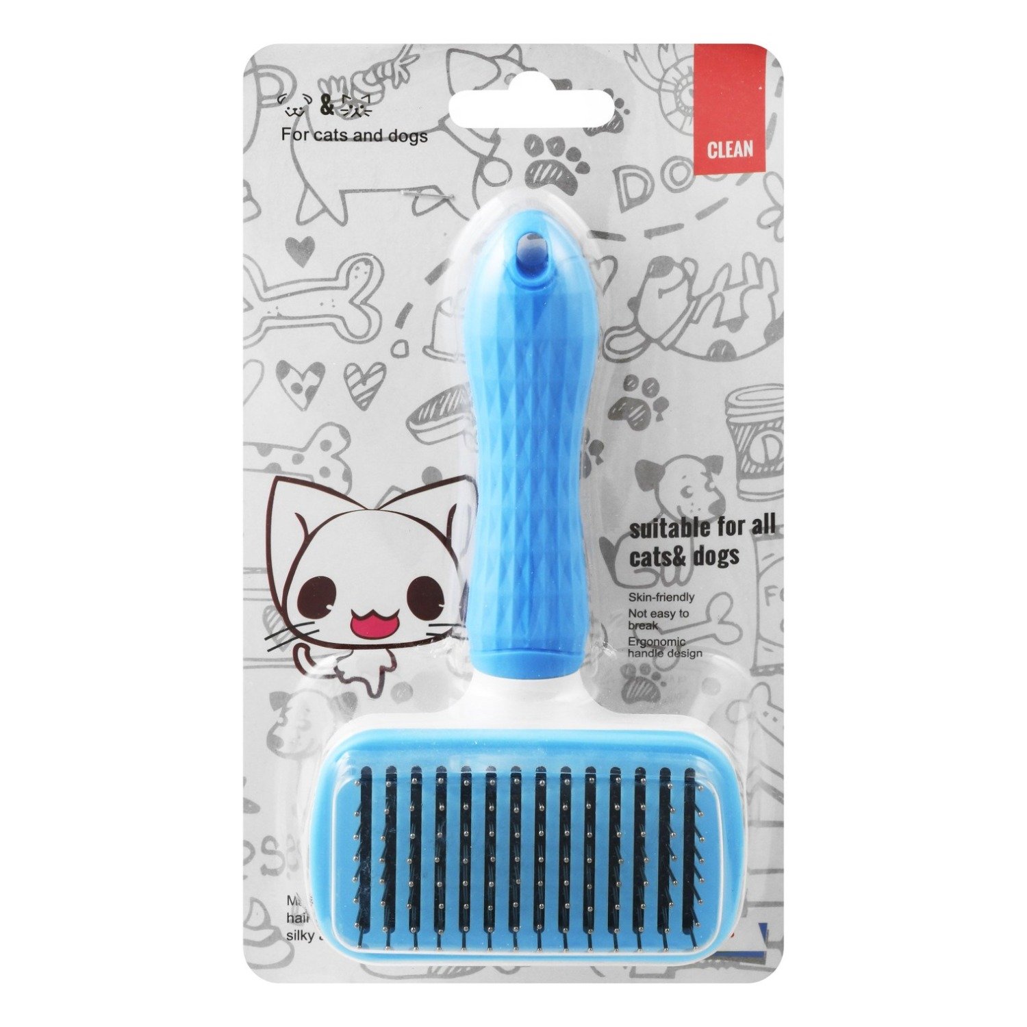 Cleanpet's Blue & White Brush for Short & Long Haired Pets