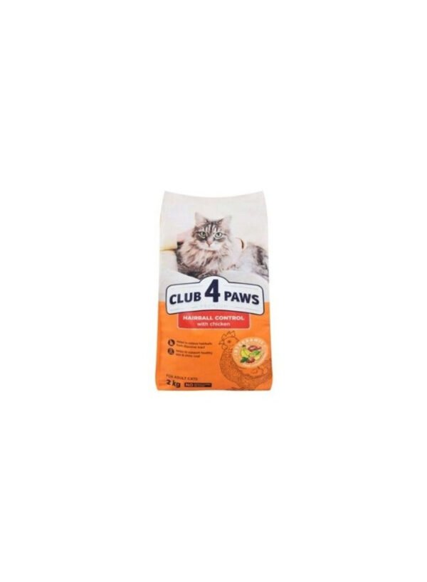 Club 4 Paws Hairball Control Dry Food with Chicken for Adult Cats, 2 kg