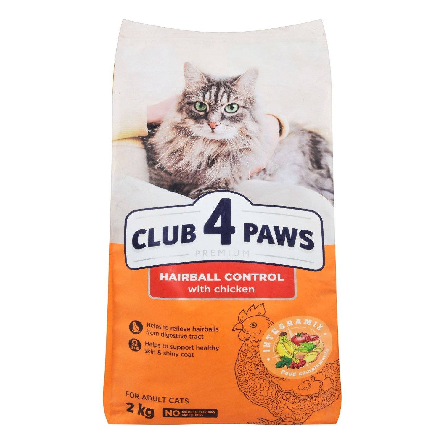 Club 4 Paws Hairball Control Dry Food with Chicken for Adult Cats, 2 kg