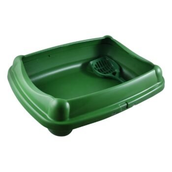 Green Cat Litter Tray with Rim & Scoop (14x36x45cm)