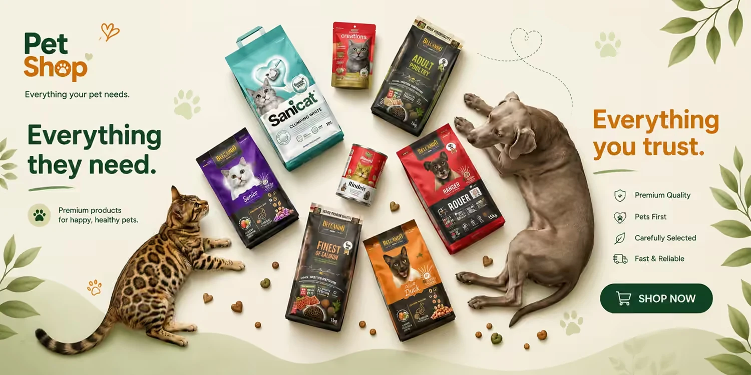 Everything they need - premium pet products. Shop now