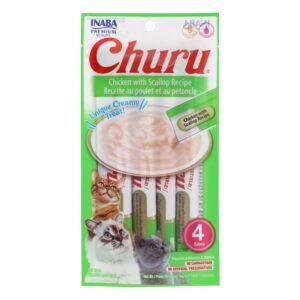 Inaba Churu Creamy Cat Treats with Chicken & Scallop, 4 x 14 g