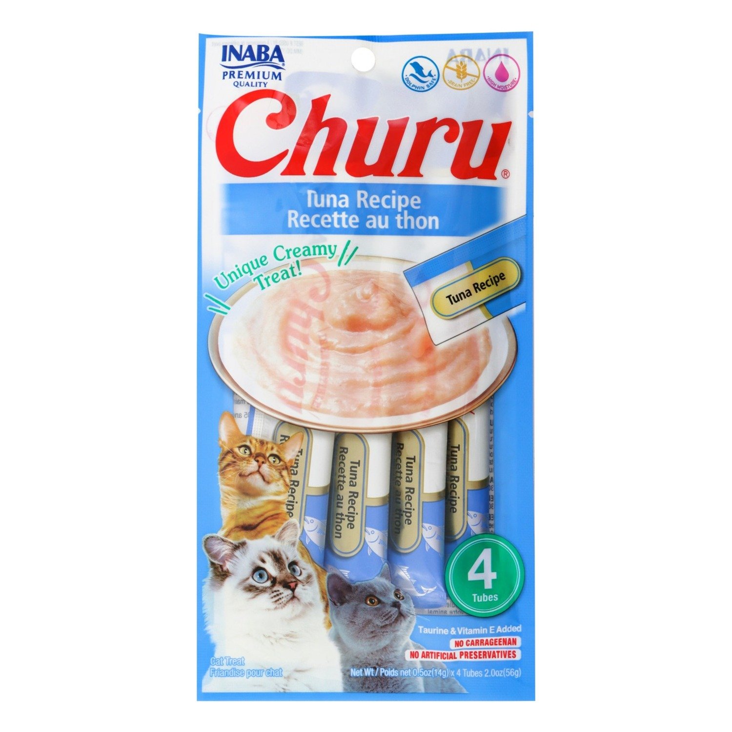 Inaba Churu Creamy Cat Treats with Tuna, 4 x 14 g