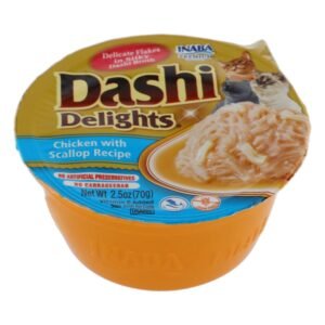 Inaba Dashi Delights Cat Treat with Chicken & Scallop Flakes in Silky Broth, 70 g