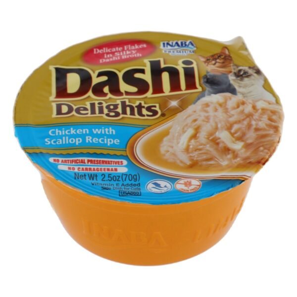 Inaba Dashi Delights Cat Treat with Chicken & Scallop Flakes in Silky Broth, 70 g