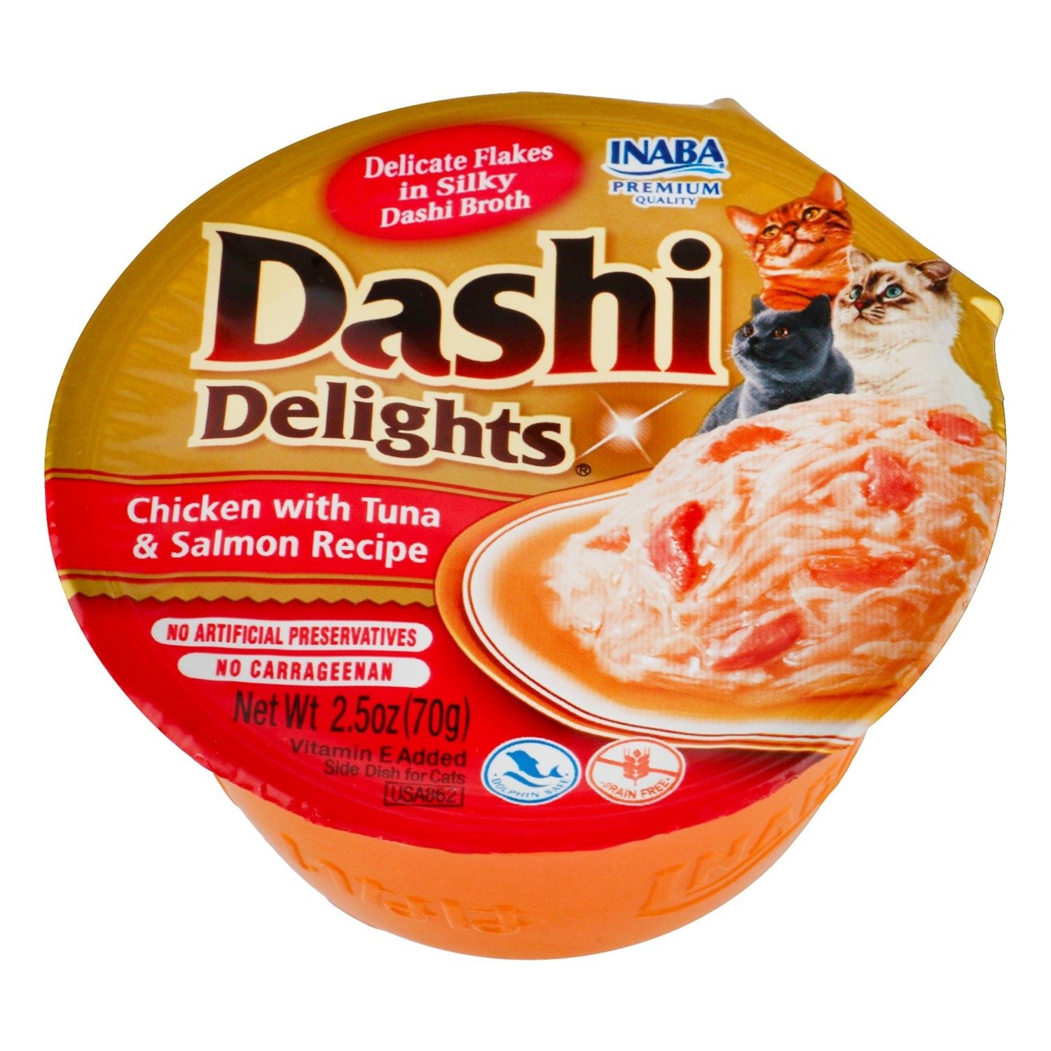 Inaba Dashi Delights Chicken Flakes Cat Treat with Tuna & Salmon, 70 g