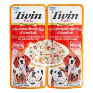 Inaba Twin Pack Wet Dog Food with Beef & Vegetable in Chicken Broth, 2 x 40 g