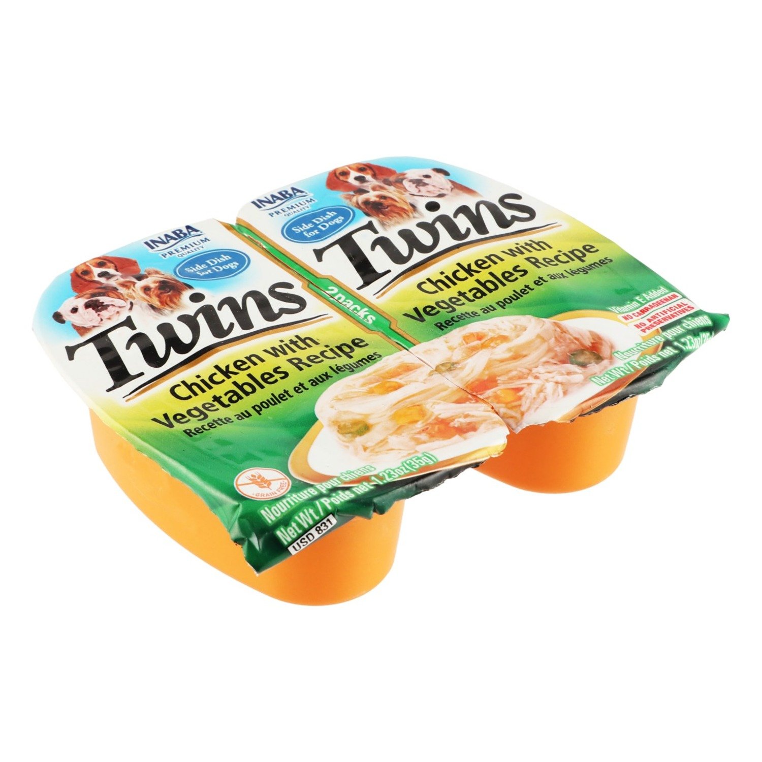 Inaba Twins Wet Dog Food with Chicken & Vegetables, 2 x 35 g