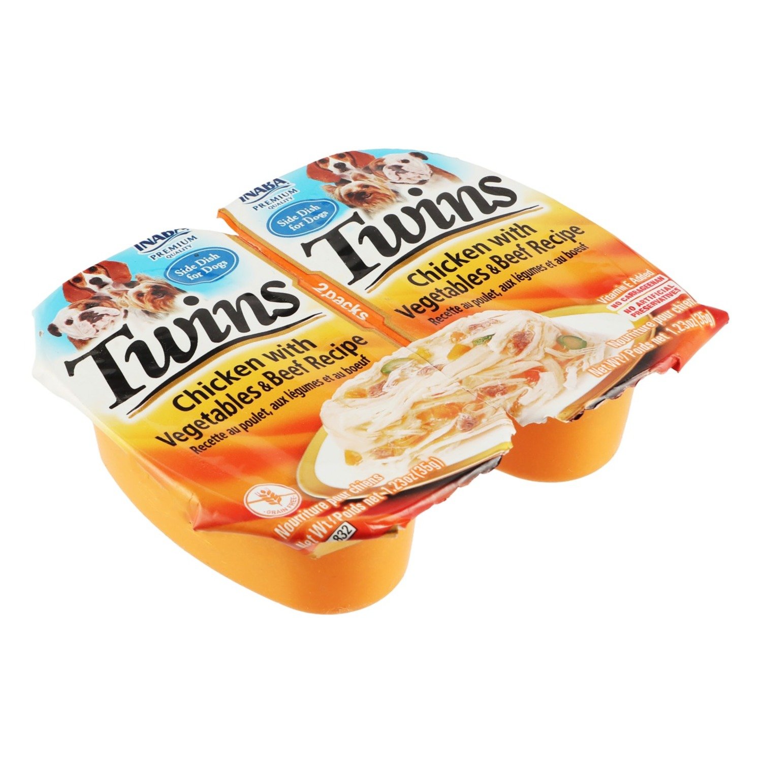 Inaba Twins Wet Dog Food with Chicken, Vegetables & Beef, 2 x 35 g