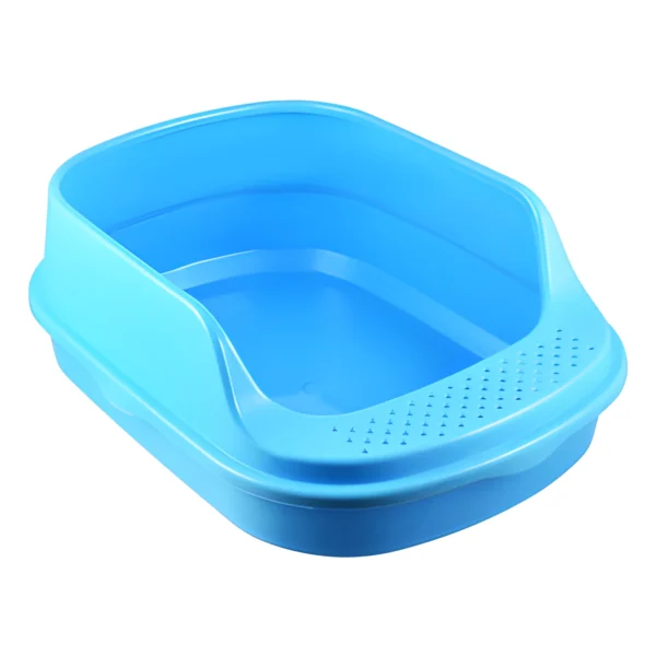 Large Blue Cat Litter Tray with Rim (45x33x19cm)