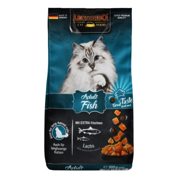 Leonardo Dry Food with Fish for Long Haired Adult Cats, 300 g