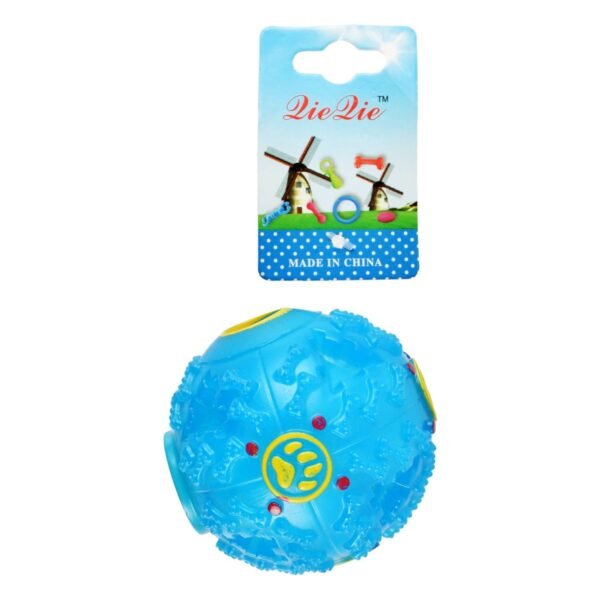 Lie Lie Small Light Blue & Yellow Paw Print Ball Pet Toy