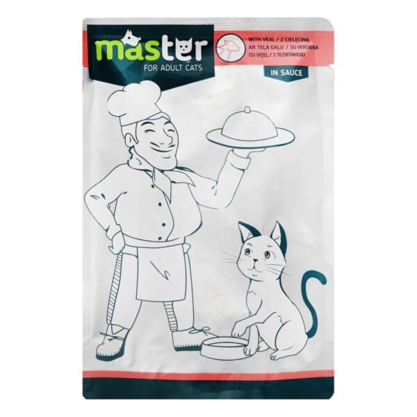 Master Complete Wet Food with Veal in Sauce for Adult Cats, 80 g